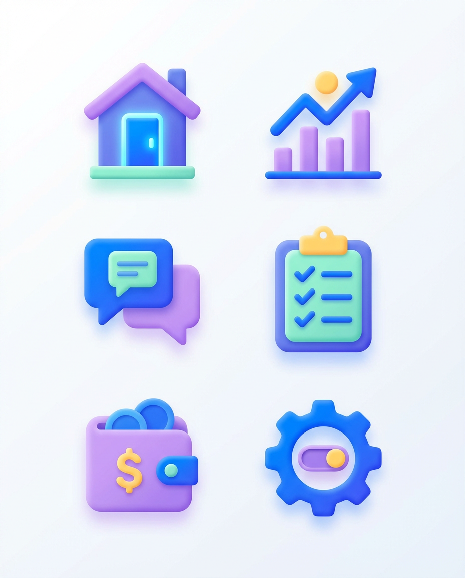Expressive UI icon set for dashboards