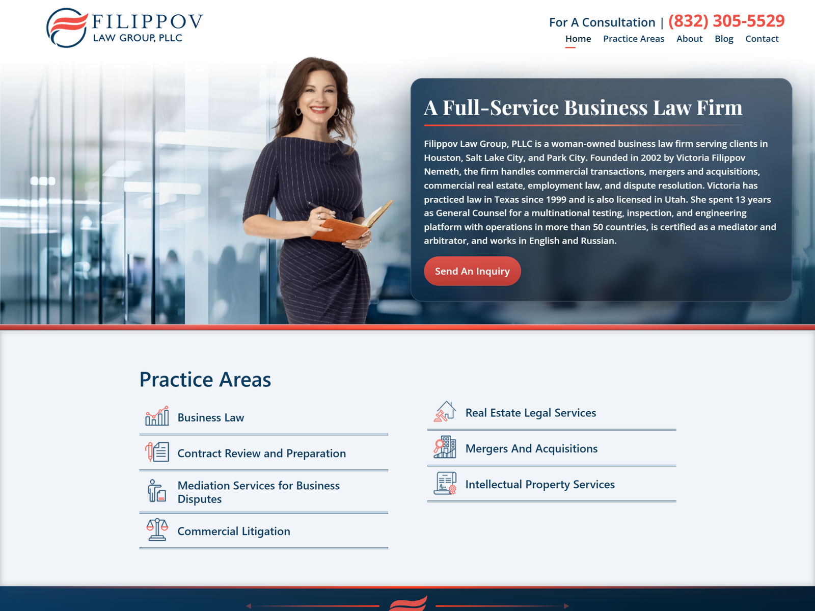 Filippov Law Group professional services website homepage