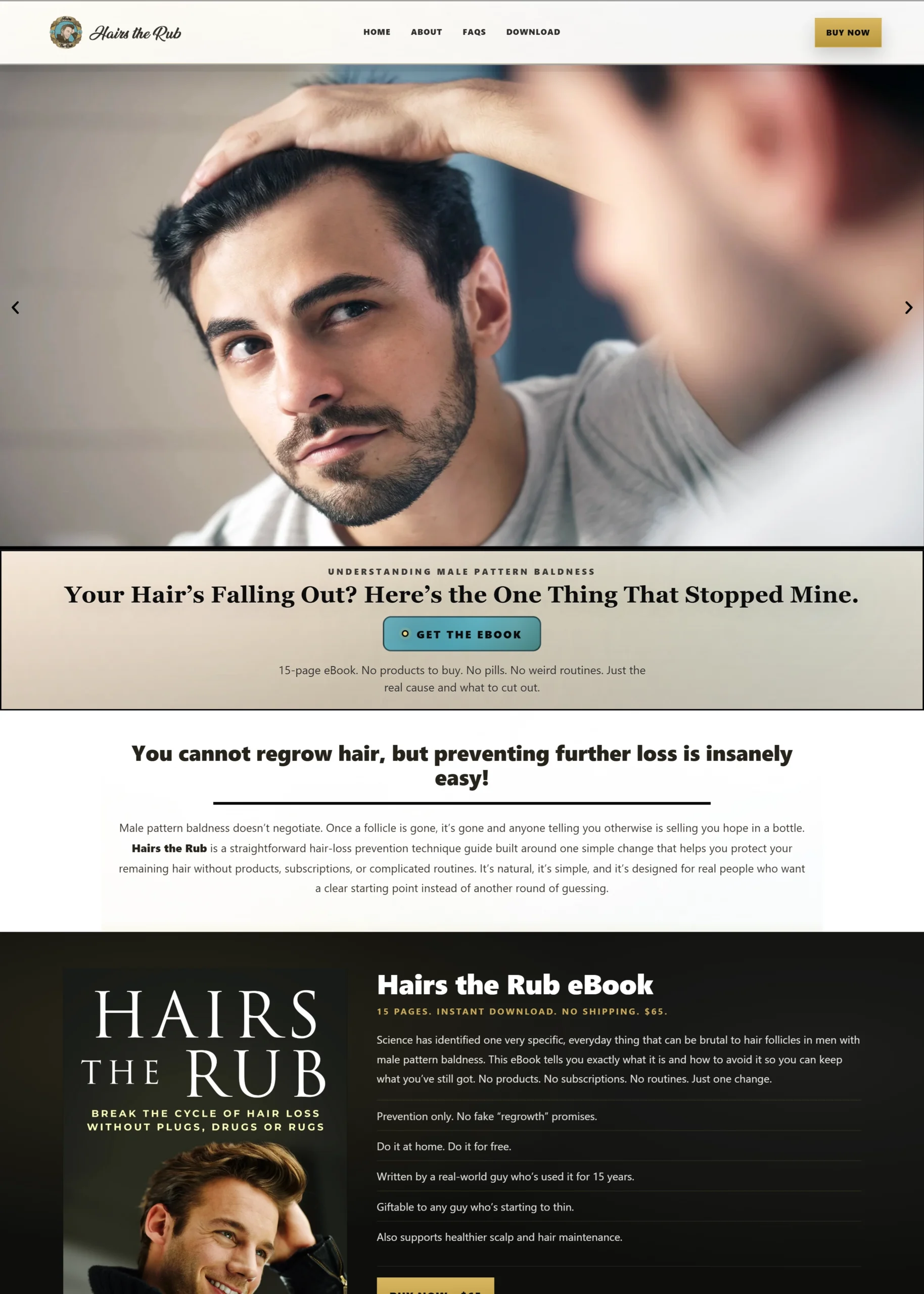Hairs the Rub homepage and ebook sales section