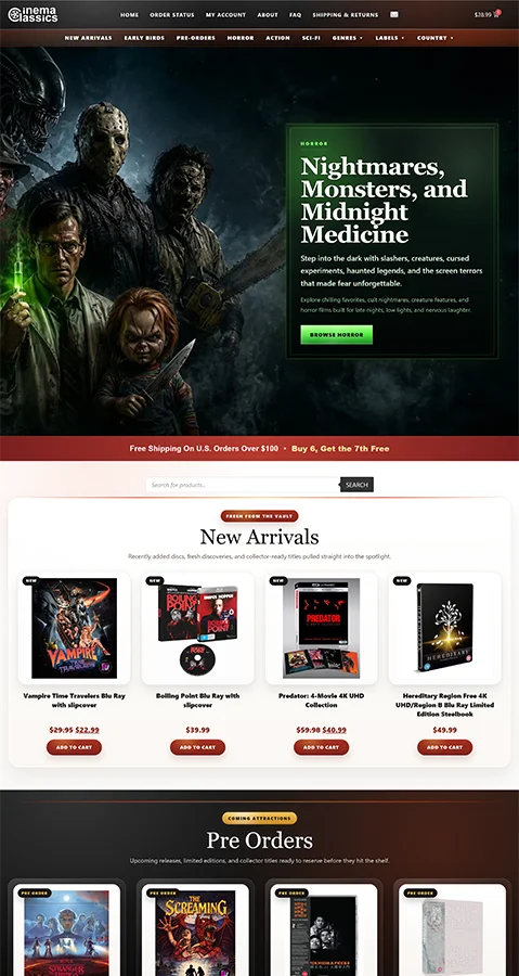 Cinema Classics homepage redesign preview