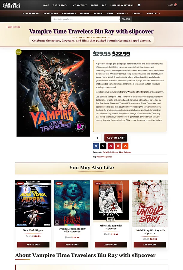 Cinema Classics product page screenshot